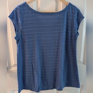 LOFT Striped Textured Short Sleeve Tee Periwinkle Blue